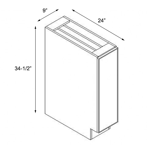 Coastal Sand Slim Shaker Single Door Base Spice Rack Pull Out Cabinet - 9"W x 34-1/2"H