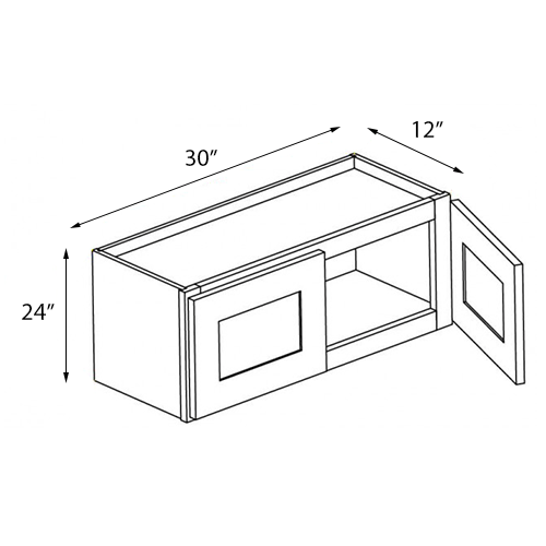 Coastal Sand Slim Shaker Double Door Wall Cabinet - 30"W x 24"H