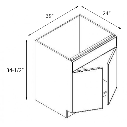 Coastal Sand Slim Shaker Double Door Sink Base Cabinet - 39"W x 34-1/2"H