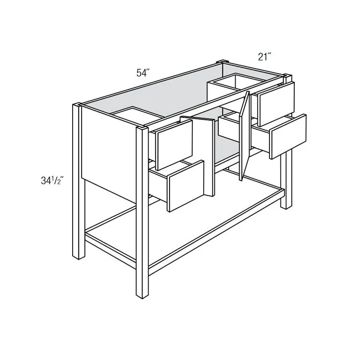 Springfield Slab Tapered Leg Vanity Cabinet - 54"