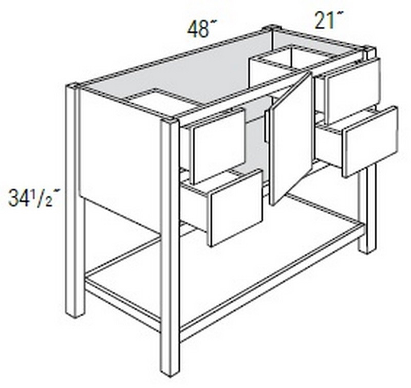 Springfield Slab Tapered Leg Vanity Cabinet - 48"
