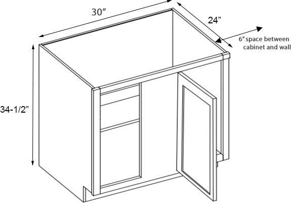 Florence Midnight Blue Blind Base Cabinet for 36" to 39" Space - 30" W