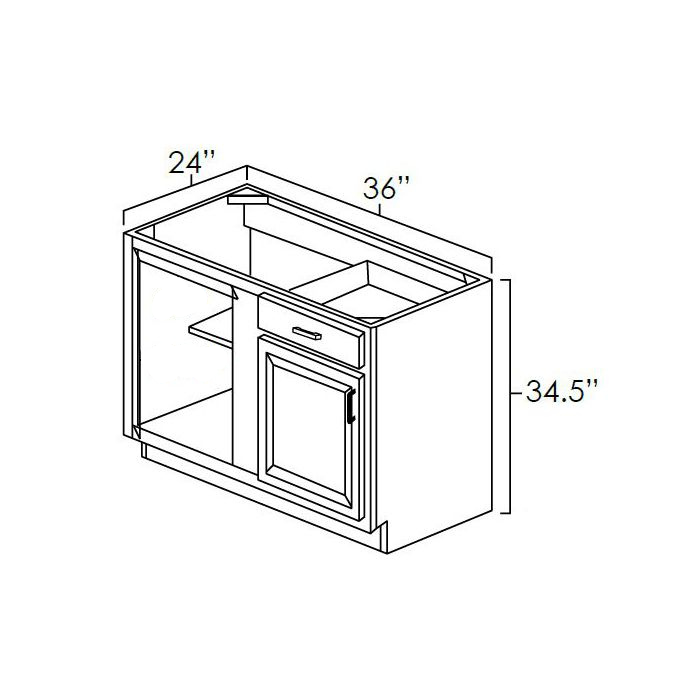 Dark Hickory 36" Blind Corner Base Unit