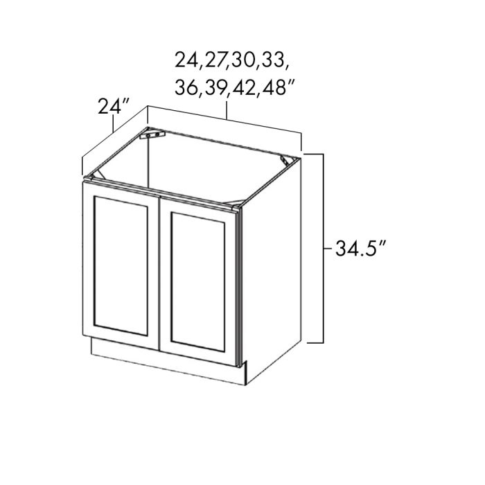 Dark Hickory 48" Wide Full Height Door Base Cabinet