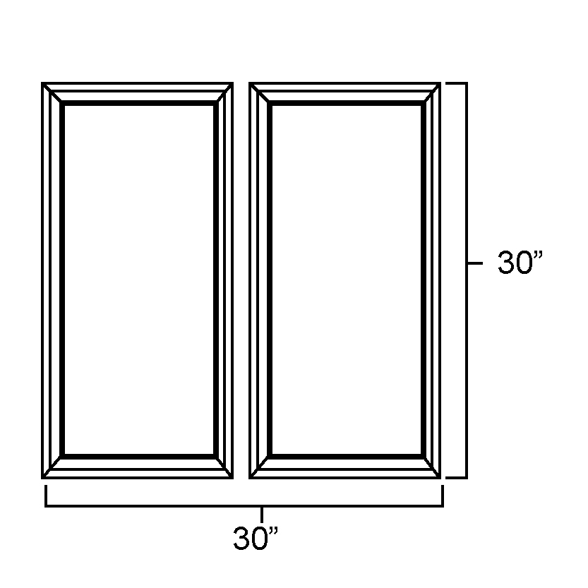 Dark Hickory Set of Plain Glass Doors for W3030