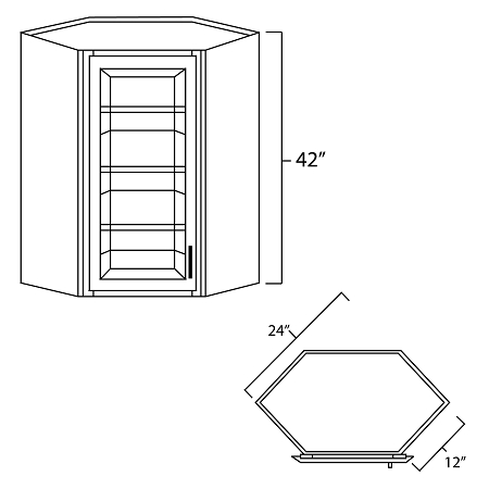 Dark Hickory Plain Glass Door for WDC2442