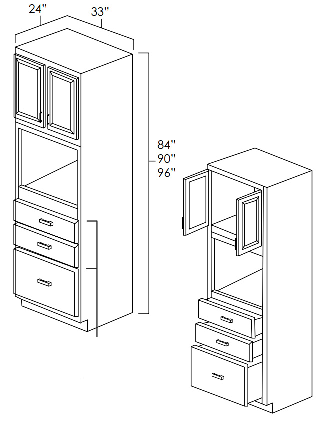 Dark Hickory 33" x 90" Universal Oven Cabinet