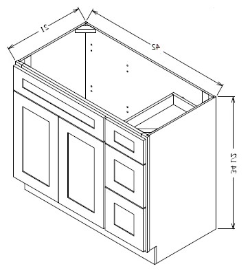 Dark Hickory 42" Vanity w/ Right Drawers