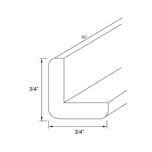 Unfinished Shaker Outside Corner Molding - 96"W x 3/4"H