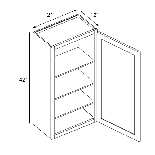 Unfinished Shaker Single Door Wall Cabinet - 21"W x 42"H