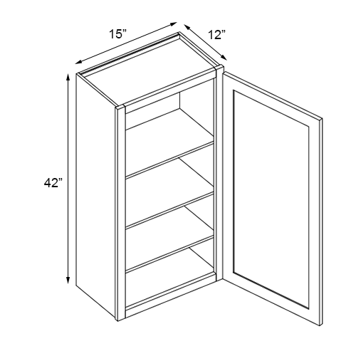 Unfinished Shaker Single Door Wall Cabinet - 15"W x 42"H