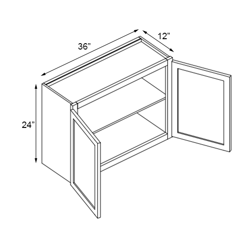 Unfinished Shaker Double Door Wall Cabinet - 36"W x 24"H