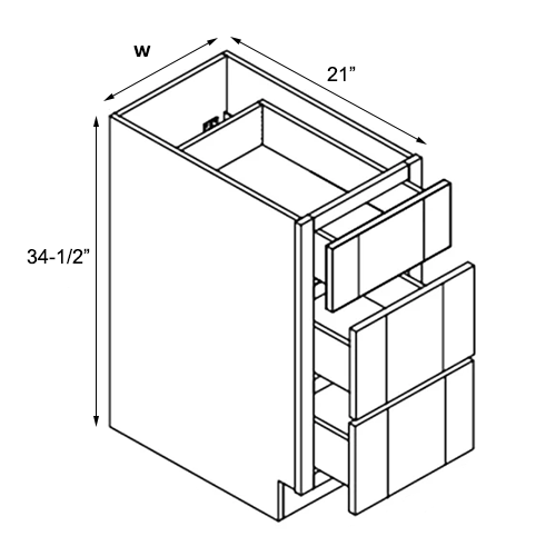 Coastal Sand Slim Shaker Vanity Drawer Base - 15"W x 21"D x 34-1/2"H