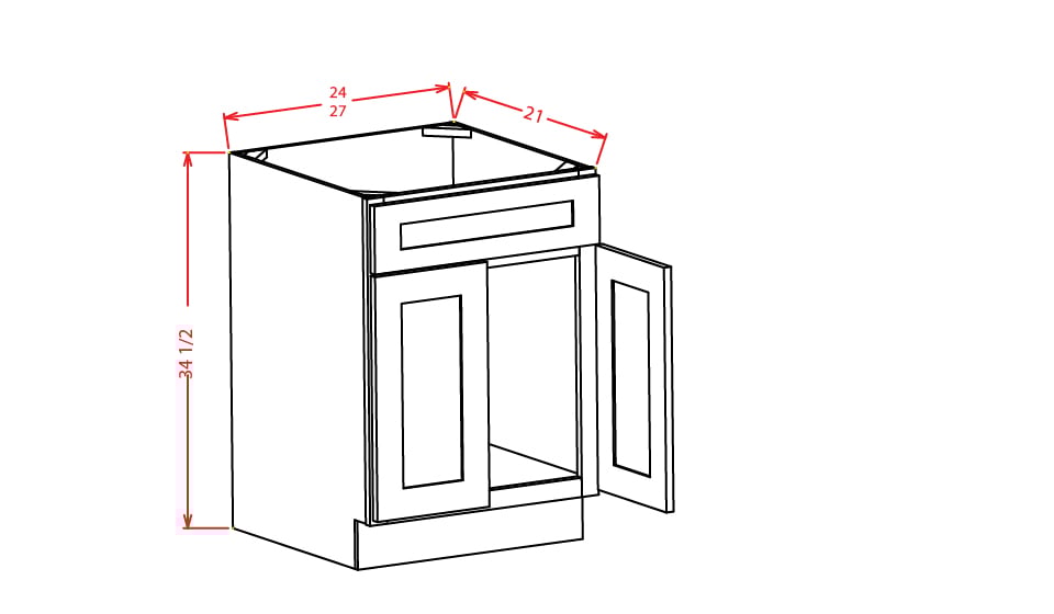 Harbor Cream Shaker Vanity Sink Base Cabinet - 24"W X 21"D X 34-1/2"H