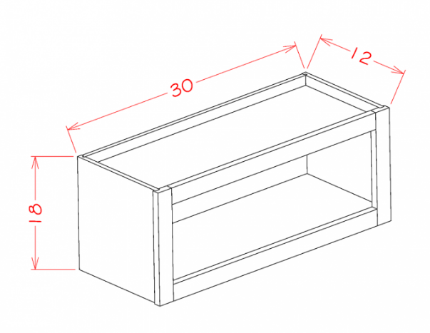Harbor Cream Wall Open Cabinet - 30"W X 12"D X 18"H