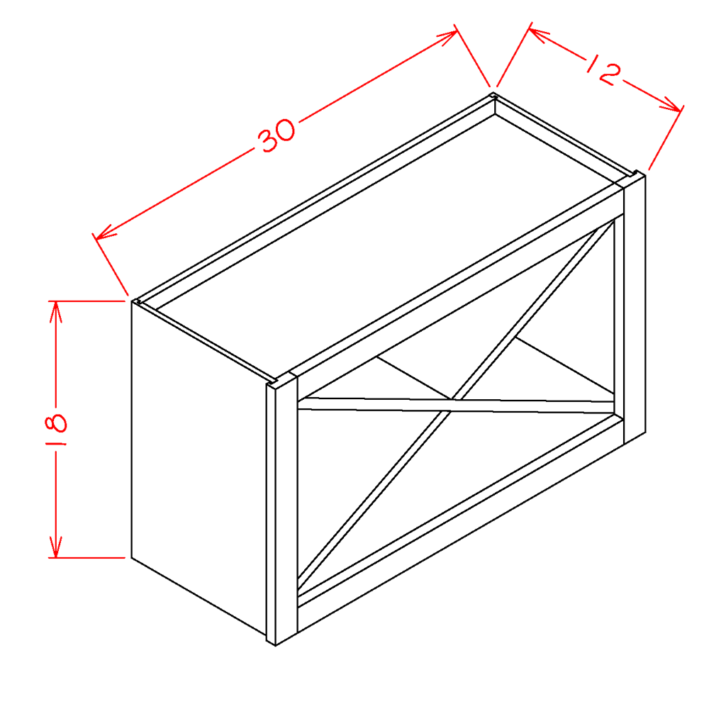 Harbor Cream Wine X Rack Wall Cabinet - 30"W x 18"H x 12"D