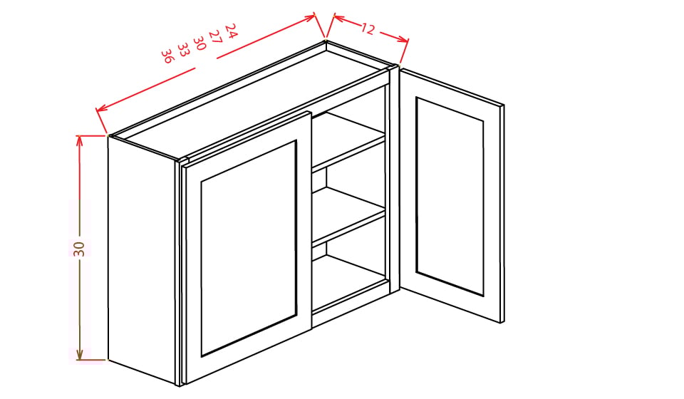 Harbor Ember Wall Cabinet - 30"W X 30"H X 12"D