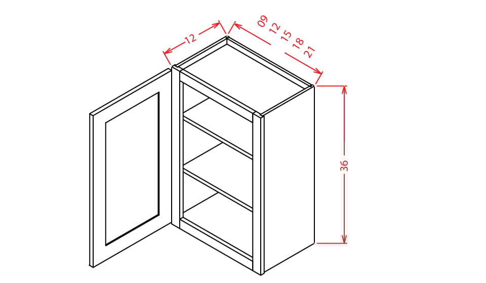 Harbor Ember Wall Cabinet - 9"W X 36"H X 12"D
