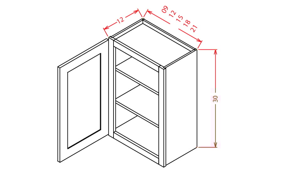 Harbor Ember Wall Cabinet - 9"W X 30"H X 12"D