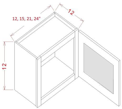 Harbor Ember Wall Glass Door Cabinet- 18"W X 12"H X 12"D