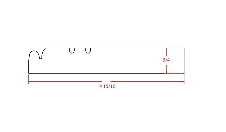 Harbor Ember Furniture Base Molding - 3/4"D X 96"L X 4 5/8"H