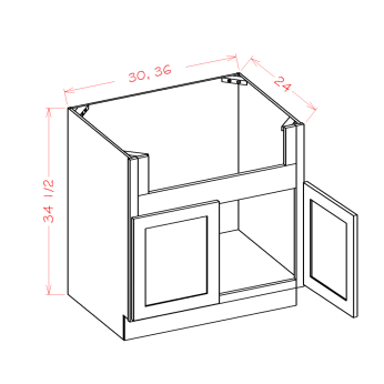 Harbor Ember Farm Sink Base Cabinet - 30"W x 34-1/2"H x 24"D