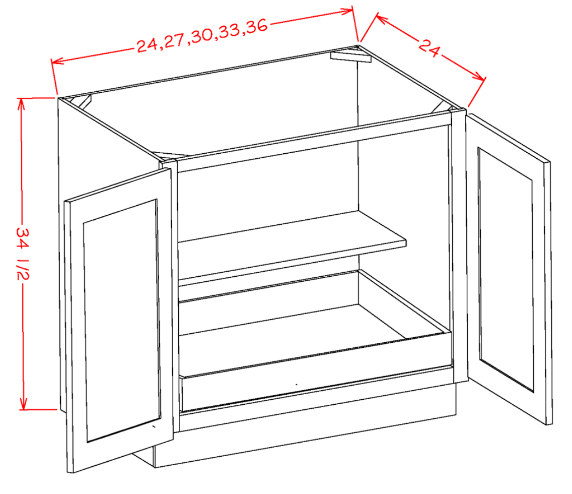 Harbor Ember Base Cabinet with Full Height Door and One Rollout Shelf - 27"W X 24"D