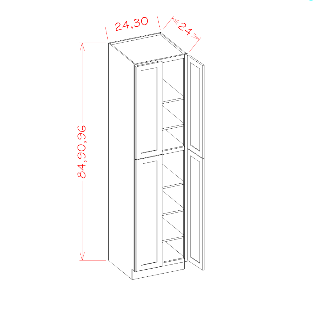 Harbor Ember Pantry Cabinet - 30"W x 84"H x 24"D