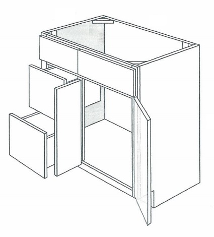 Radnor Slab Double-Door Vanity Cabinet W/ 2x Left Drawers 36"W