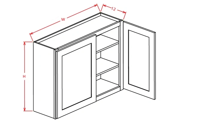 Frosted White Shaker Wall Cabinet - 39"W X 30"H X 12"D 
