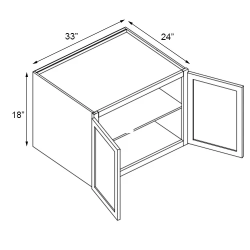 Florence Slate Shaker Double Door Deep Wall Cabinet - 33"W x 18"H x 24"D