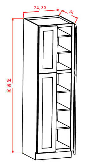 Stone Grey Shaker Wall Pantry - 30"W X 24"D X 84"H