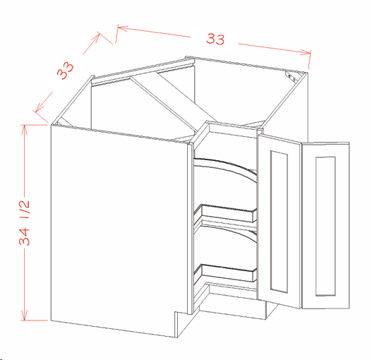 Black Shaker Lazy Susan Cabinet - 33"W X 34-1/2"H
