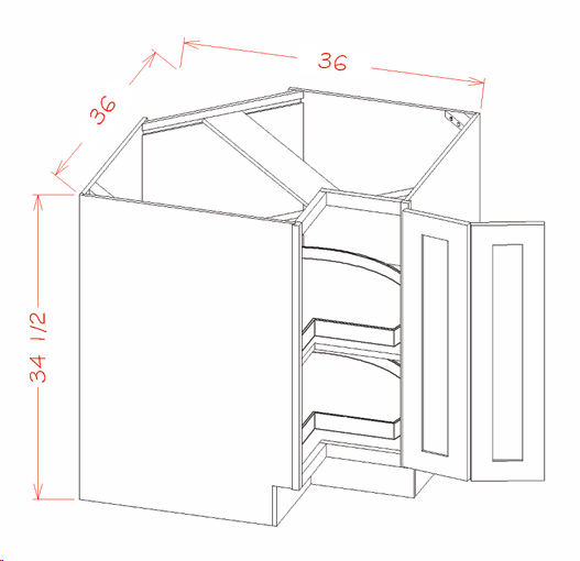 Black Shaker Lazy Susan Cabinet - 36"W X 34-1/2"H